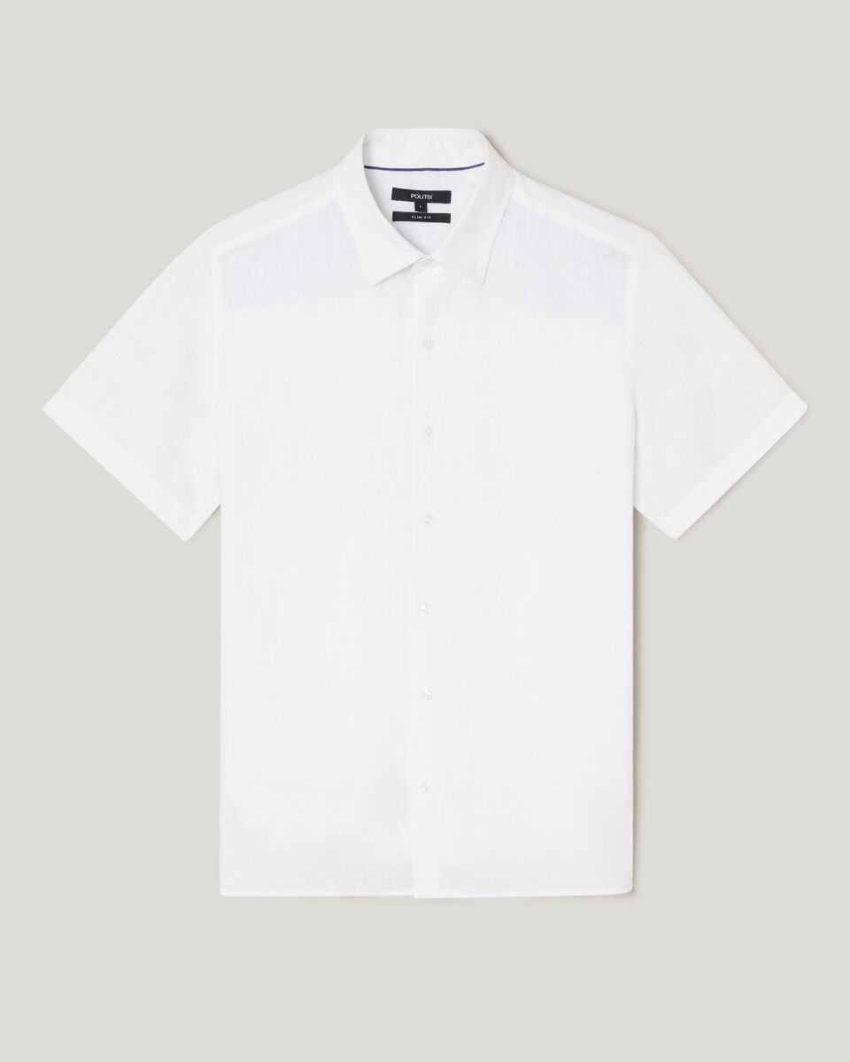Slim Fit Short Sleeve French Linen Shirt 